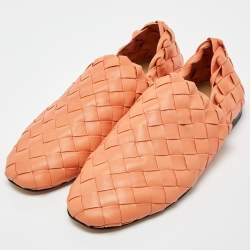 Bottega Veneta Orange Woven Leather Smoking Slippers Size  45