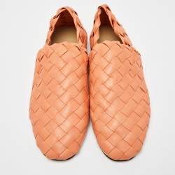 Bottega Veneta Orange Woven Leather Smoking Slippers Size  45
