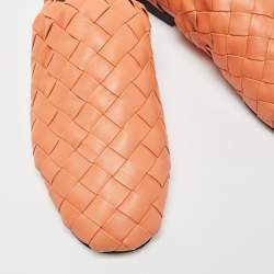 Bottega Veneta Orange Woven Leather Smoking Slippers Size  45