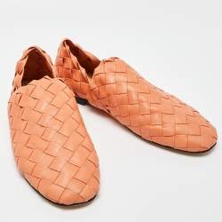 Bottega Veneta Orange Woven Leather Smoking Slippers Size  45