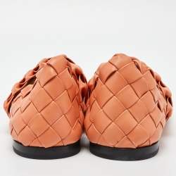 Bottega Veneta Orange Woven Leather Smoking Slippers Size  45