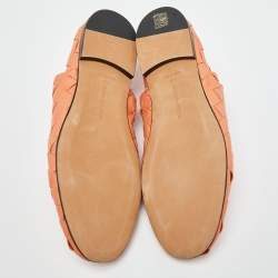 Bottega Veneta Orange Woven Leather Smoking Slippers Size  45