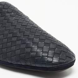 Bottega Veneta Navy Blue Intrecciato Leather Fiandra Mules Size 44