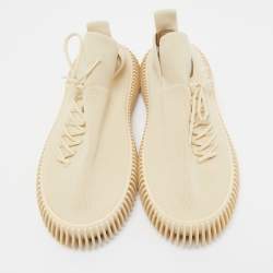 Bottega Veneta Beige Fabric Lace Up Low Top Sneakers Size 42