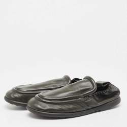 Pre Owned Bottega Veneta Dark Green Leather Lagoon Loafers Size 43