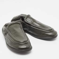 Pre Owned Bottega Veneta Dark Green Leather Lagoon Loafers Size 43