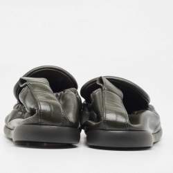 Pre Owned Bottega Veneta Dark Green Leather Lagoon Loafers Size 43