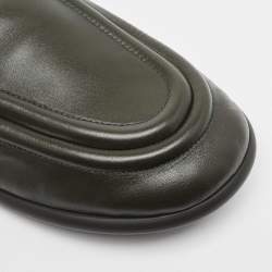 Pre Owned Bottega Veneta Dark Green Leather Lagoon Loafers Size 43