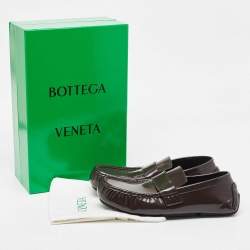 Pre Owned Bottega Veneta Brown Leather Ride Driver Loafers Size 45