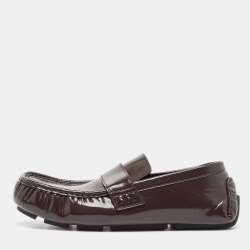 Pre Owned Bottega Veneta Brown Leather Ride Driver Loafers Size 45