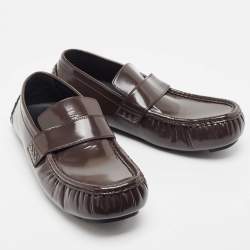 Pre Owned Bottega Veneta Brown Leather Ride Driver Loafers Size 45