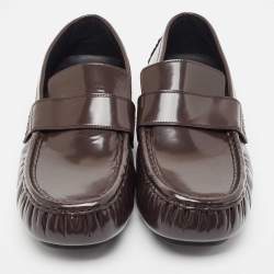 Pre Owned Bottega Veneta Brown Leather Ride Driver Loafers Size 45