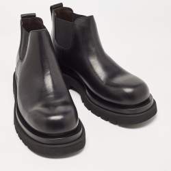 Bottega Veneta Black Leather Platform Chelsea Boots Size 41