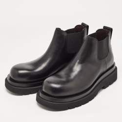 Bottega Veneta Black Leather Platform Chelsea Boots Size 41