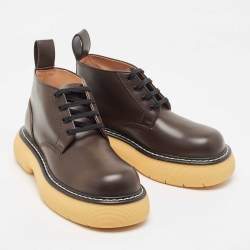 Pre Owned Bottega Veneta Brown Leather The Bounce Derby Boots Size 41