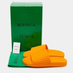 Bottega Veneta Orange Rubber Slides Size 42