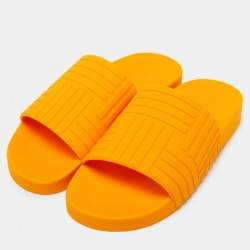 Bottega Veneta Orange Rubber Slides Size 42