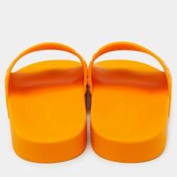 Bottega Veneta Orange Rubber Slides Size 42