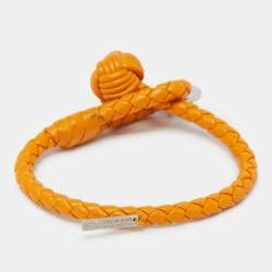 Bottega Veneta Intrecciato Nappa Leather Silver Tone Bracelet S