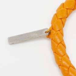Bottega Veneta Intrecciato Nappa Leather Silver Tone Bracelet S
