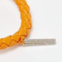 Bottega Veneta Intrecciato Nappa Leather Silver Tone Bracelet S