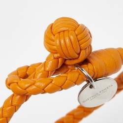 Bottega Veneta Intrecciato Nappa Leather Silver Tone Bracelet S