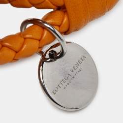 Bottega Veneta Intrecciato Nappa Leather Silver Tone Bracelet S