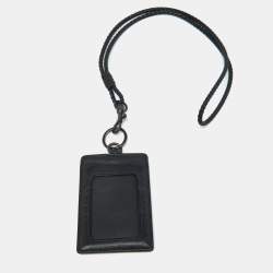 Bottega Veneta Black Intrecciato Leather Lanyard Card Holder