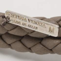 Pre Owned Bottega Veneta Grey Intrecciato Leather Double Strand Bracelet M