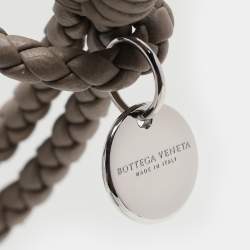 Pre Owned Bottega Veneta Grey Intrecciato Leather Double Strand Bracelet M