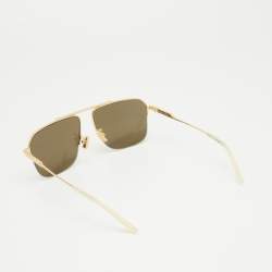 Pre Owned Bottega Veneta Gold Mirrored BV1149S Aviator Sunglasses