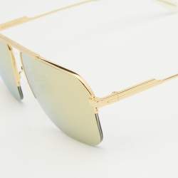 Pre Owned Bottega Veneta Gold Mirrored BV1149S Aviator Sunglasses