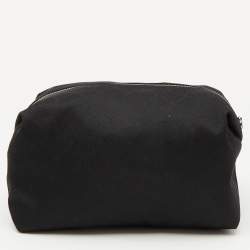 Bottega Veneta Black Fabric and Leather Travel Zip Pouch