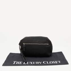 Bottega Veneta Black Fabric and Leather Travel Zip Pouch