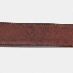 Bottega Veneta Brown Intrecciato Laser Leather Buckle Belt 95CM