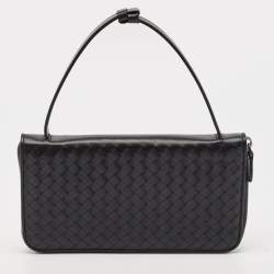 Bottega Veneta Black Intrecciato Leather Travel Organizer 