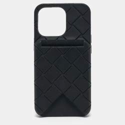 Bottega Veneta Black Intrecciato Rubber Silicone iPhone 13 Case
