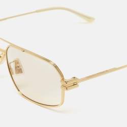Pre Owned Bottega Veneta Gold BV1128S Aviator Sunglasses