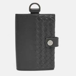 Bottega Veneta Black Intrecciato Leather Passport Holder