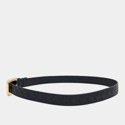 Pre Owned Bottega Veneta Black Leather Mesh Belt