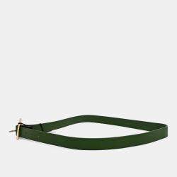 Pre Owned Bottega Veneta Green Leather Triangle Belt