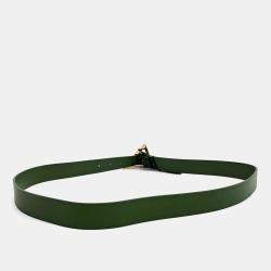 Pre Owned Bottega Veneta Green Leather Triangle Belt