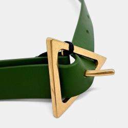 Pre Owned Bottega Veneta Green Leather Triangle Belt