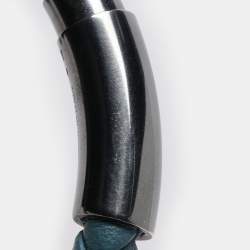 Pre Owned Bottega Veneta Blue Intrecciato Woven Leather Bracelet