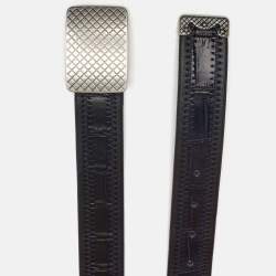 مملوكة مسبقًا حزام بوتيغا فينيتا نافى بلو/جلد تمساح منقوش أزرق