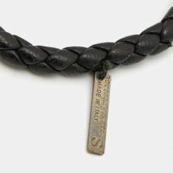 مملوكة مسبقًا سوار بوتيغا فينيتا جلد إنترشياتو أسود ومعجن فضي اللون بعقدة 