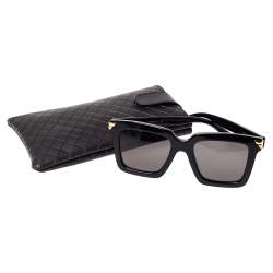 Pre Owned Bottega Veneta Black BV1005S Square Sunglasses
