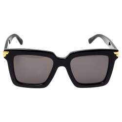 Pre Owned Bottega Veneta Black BV1005S Square Sunglasses
