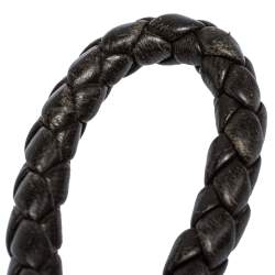 Pre Owned Bottega Veneta Dark Brown Intrecciato Leather Keychain