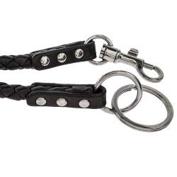 Pre Owned Bottega Veneta Dark Brown Intrecciato Leather Keychain